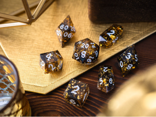 GOLD HANDMADE RESIN DICE SET RPG GAME DND MTG TABLETOP GAMING