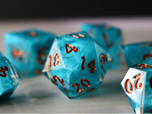 BLUE SMOKE HANDMADE RESIN DICE SET RPG GAME DND MTG TABLETOP GAMING