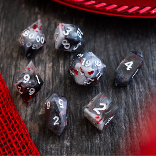 SMOKE AND BLOOD HANDMADE RESIN DICE SET RPG GAME DND MTG TABLETOP GAMING