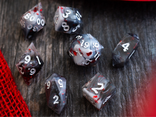 SMOKE AND BLOOD HANDMADE RESIN DICE SET RPG GAME DND MTG TABLETOP GAMING