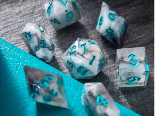 BLUE CLOUD HANDMADE RESIN DICE SET RPG GAME DND MTG TABLETOP GAMING