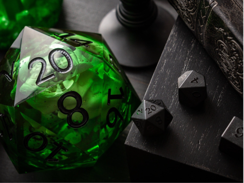 Massive Green Skull Liquid Core 95MM Chonk Handmade Resin Dice And Box - Only 1 D20