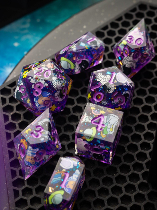 Space Bear Handmade Resin DND Dice Set