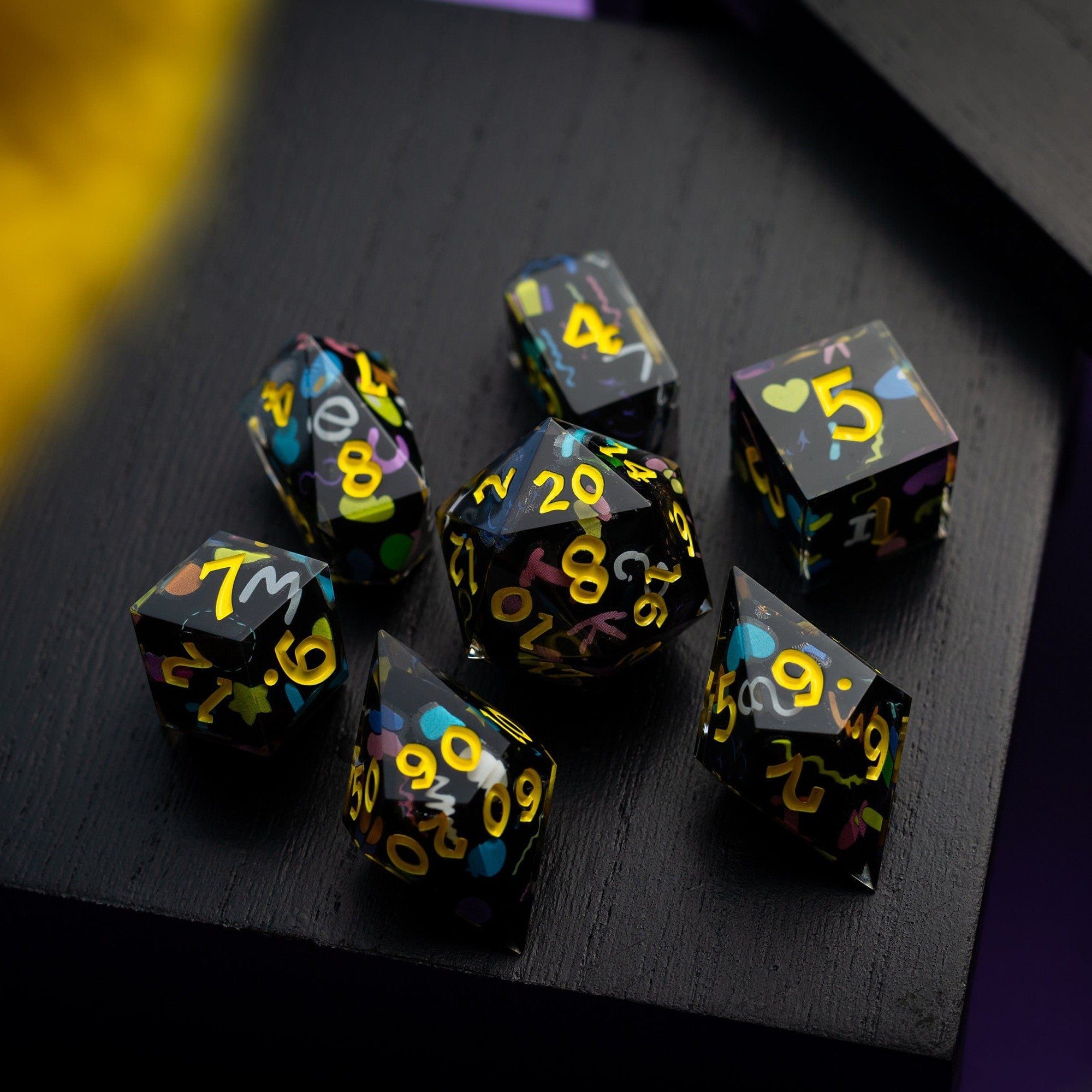 Retro Handmade Resin DND Dice Set - Full Set And Free Dice Box