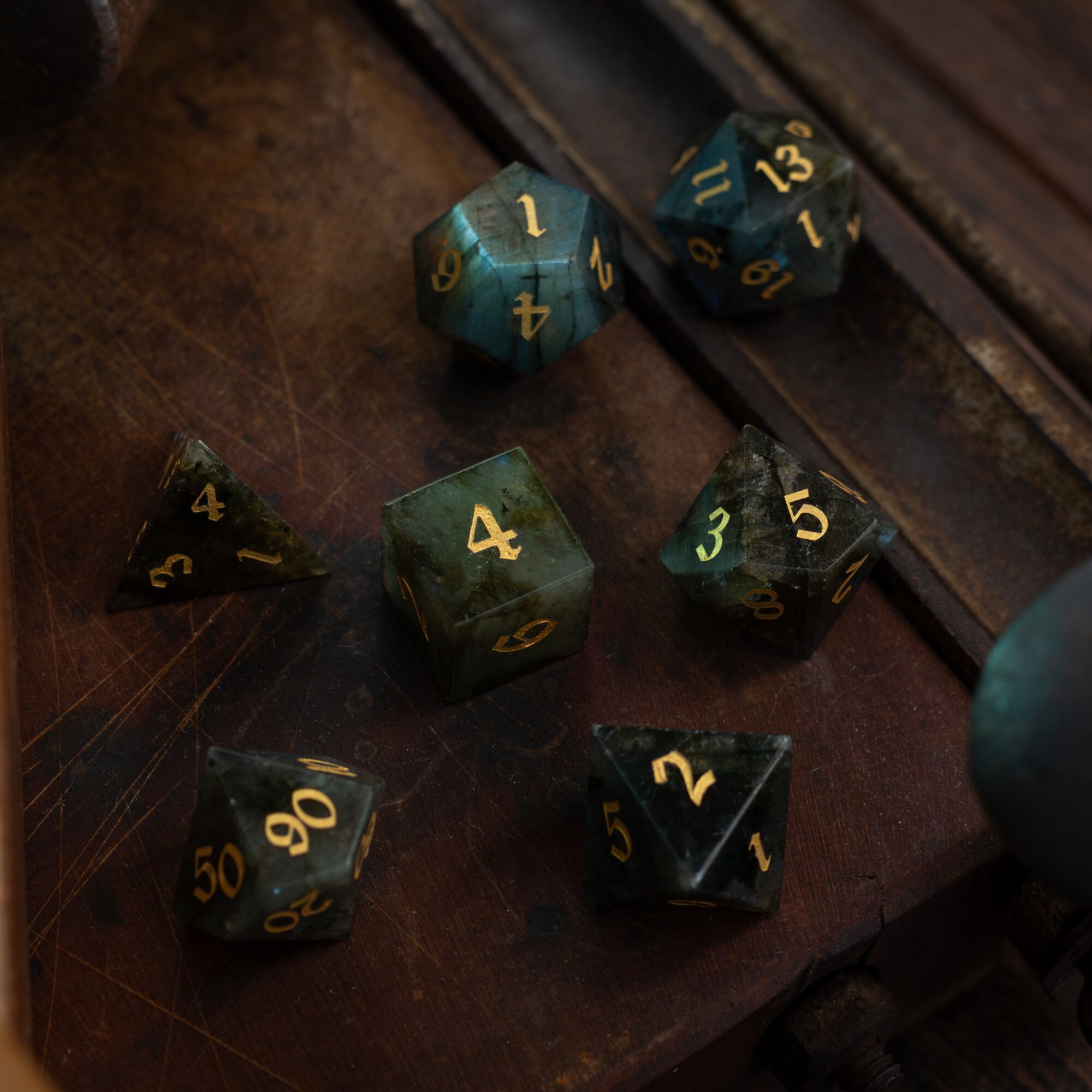 Labradorite Gemstone DND Dice Set