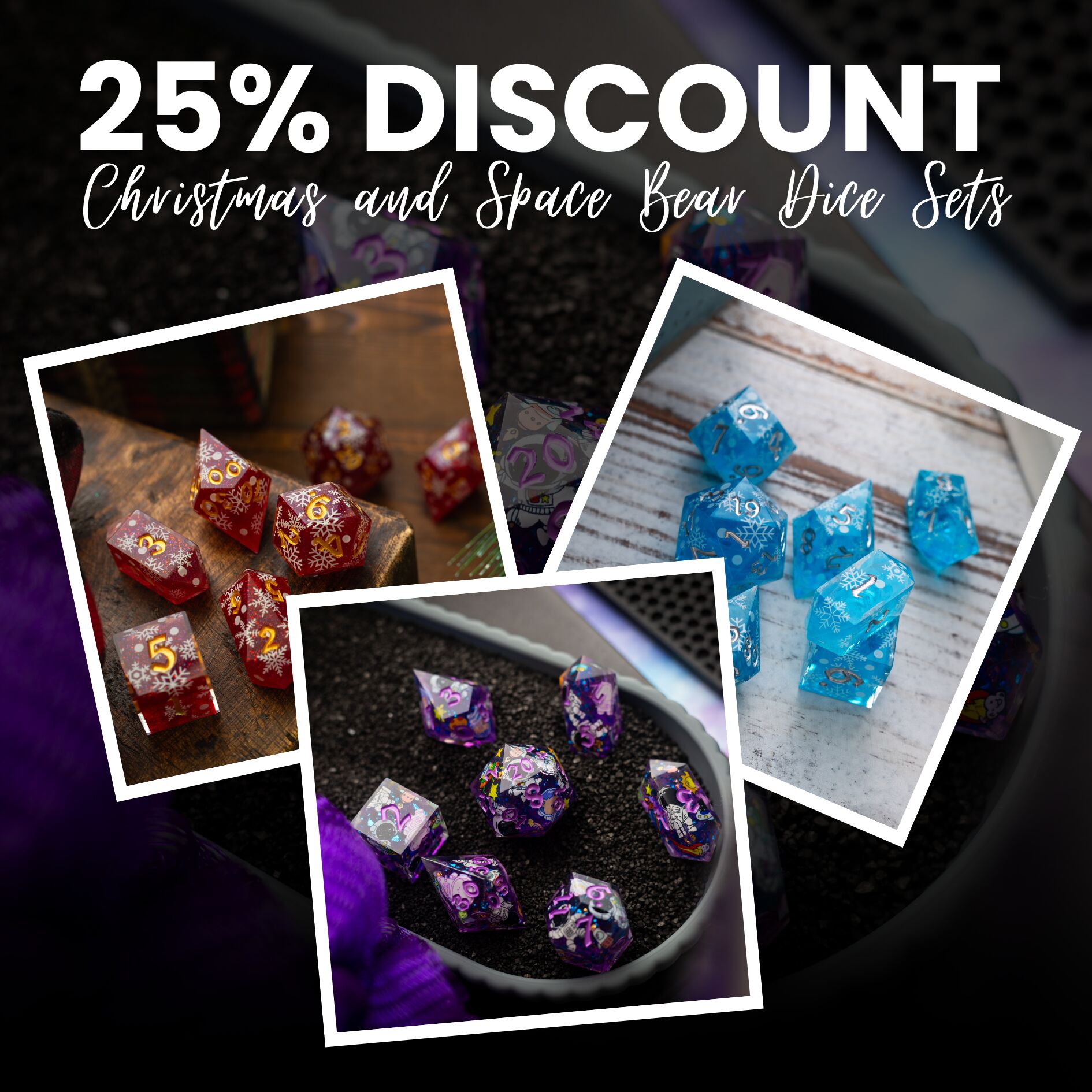 Christmas and Space Bear Dice Sets