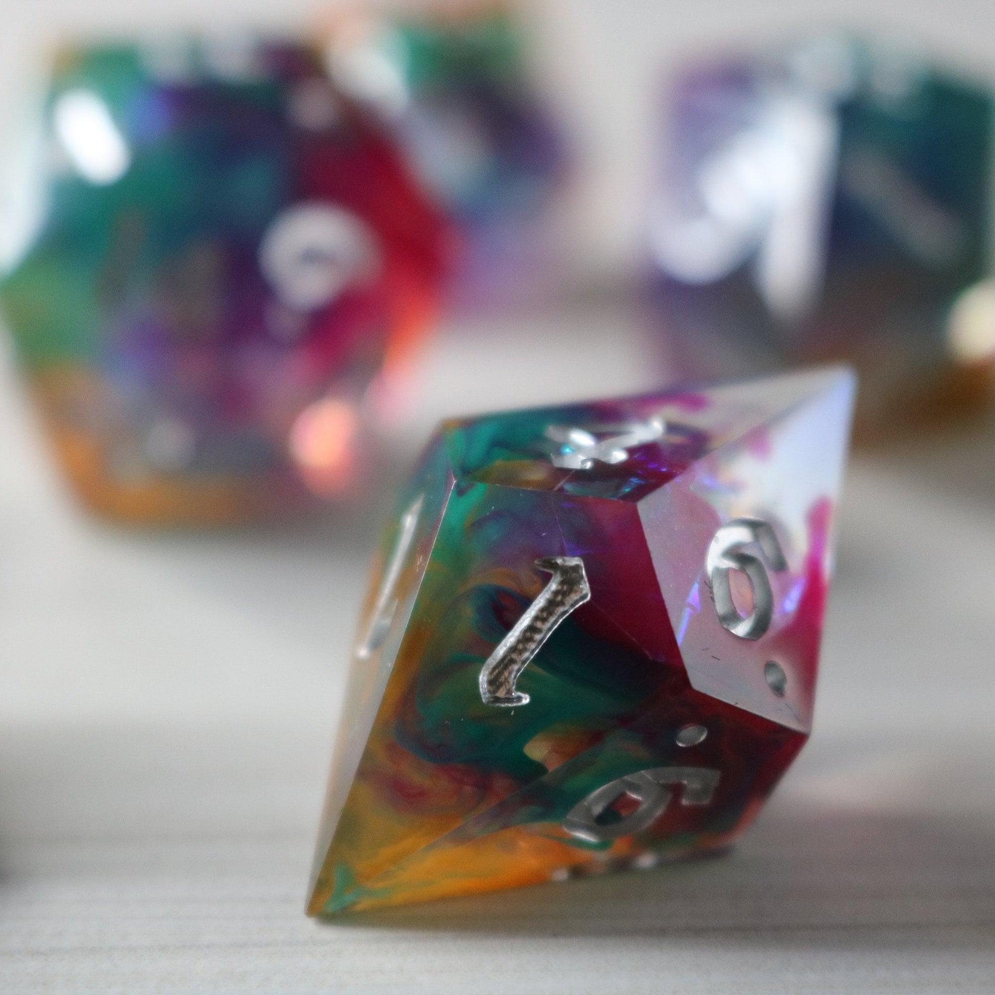 Handmade Resin DND Dice Set - Full Set And Free Dice Box