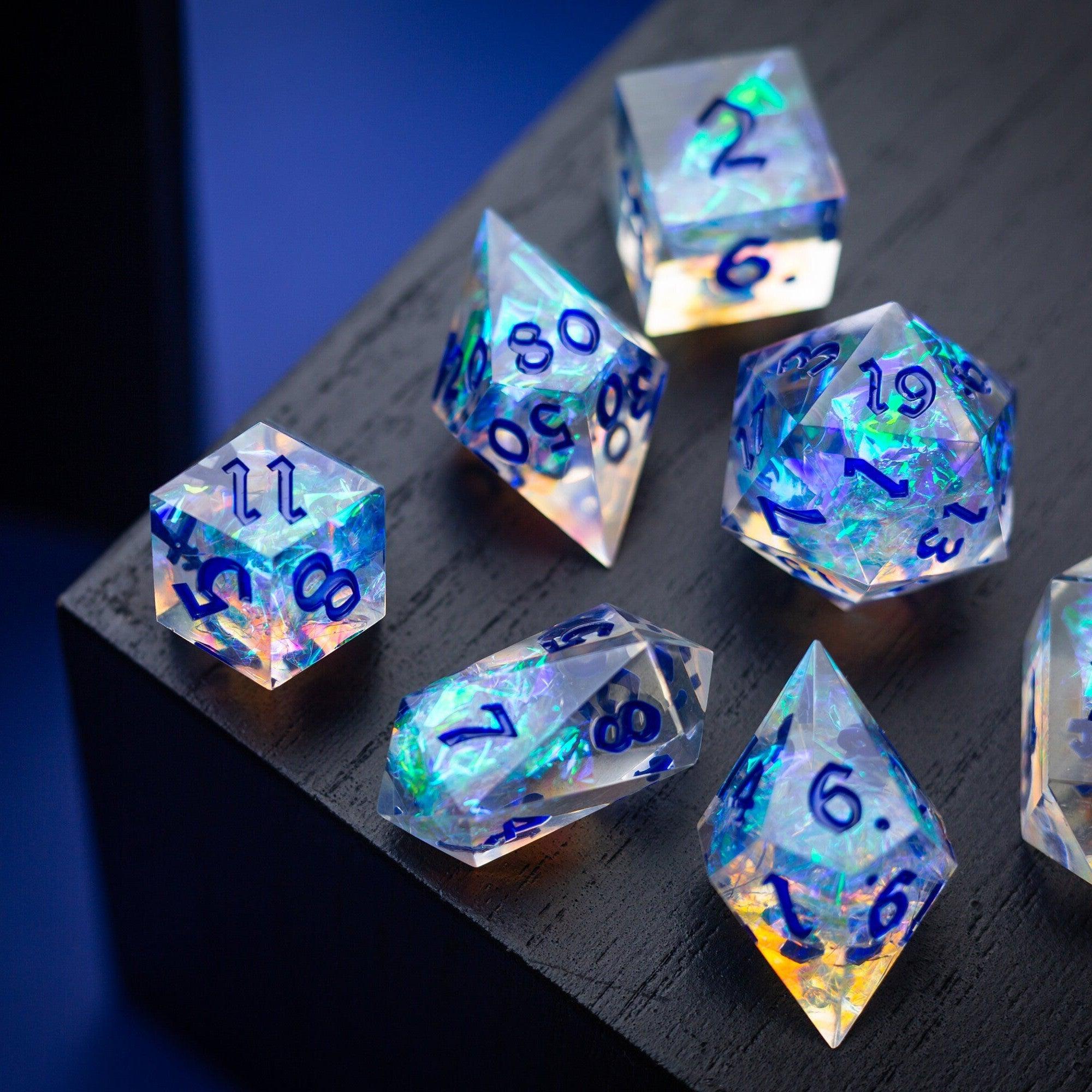 Purple Energy Handmade Resin DND Dice Set - Full Set And Free Dice Box